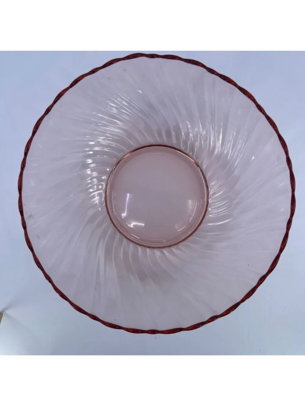vintage arcoroc rosaline pink swirl glass serving bowl with scalloped edge franc